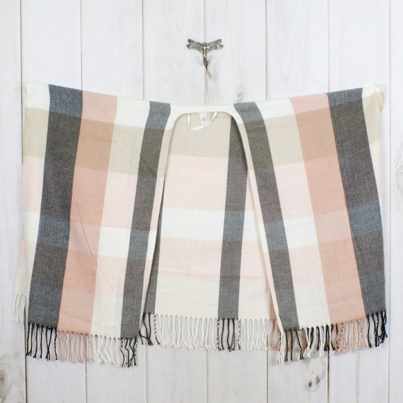 LC Lauren Condrad Multicolor Fringed Woven Plaid Cardigan Shawl Size OS - Picture 8 of 10